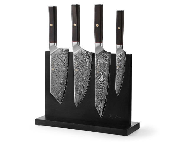 5-piece knife set I 4 kitchen knives with 14 - 21 cm blades I with one-sided magnetic knife block