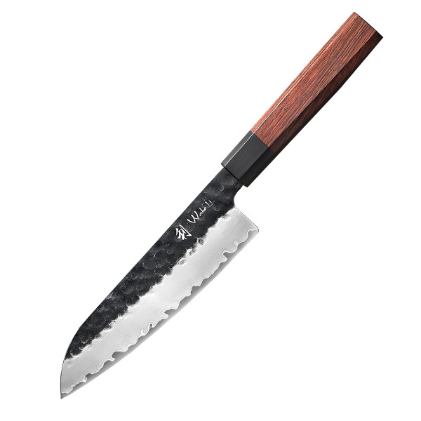 Kensei Series I Santoku knife - 18.5 cm blade made of 3-layer composite steel - handle made of redwood and buffalo horn