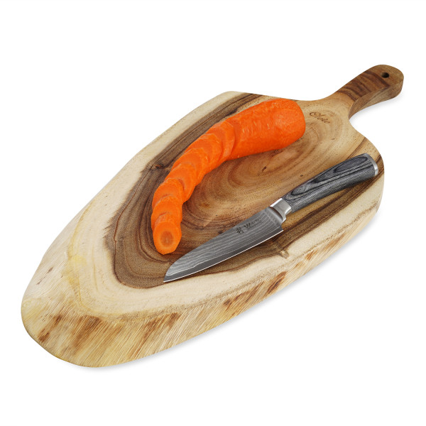 Oleio high quality extra large cutting board 49 cm length from a solid slice of acacia trunk wood