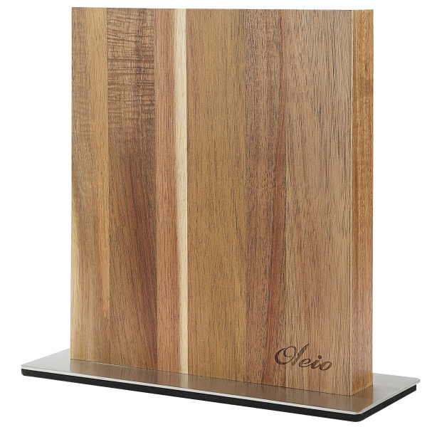 Magnetic knife block Oleio: Stylish storage made of solid acacia wood and stainless steel | Perfect for your kitchen knives